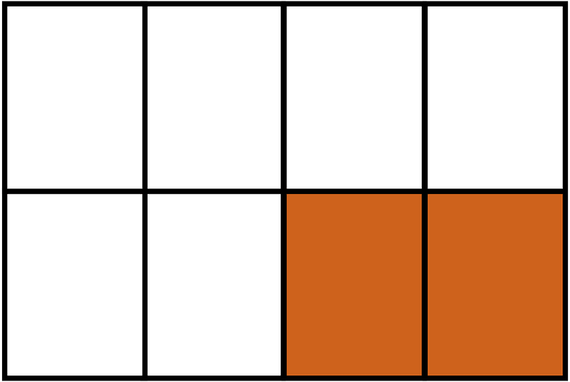Orange-Brown Rectangle Fraction 2:8