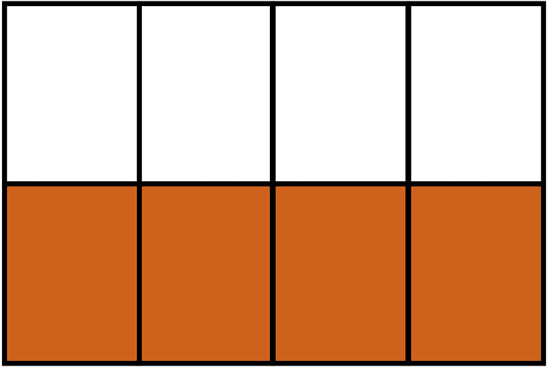 Orange-Brown Rectangle Fraction 4:8