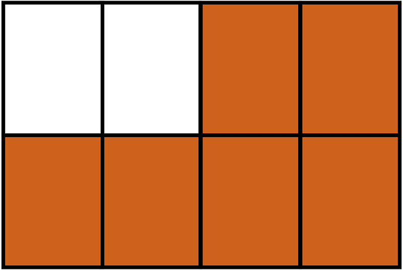 Orange-Brown Rectangle Fraction 6:8