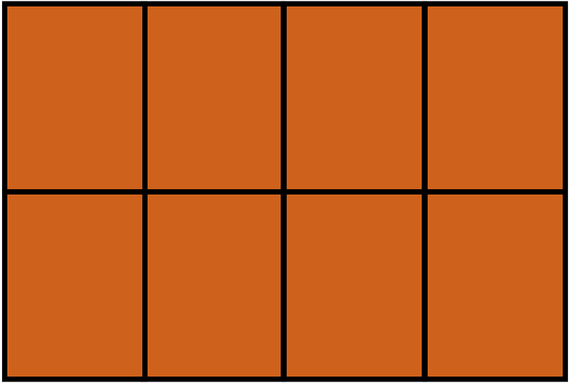 Orange-Brown Rectangle Fraction 8:8