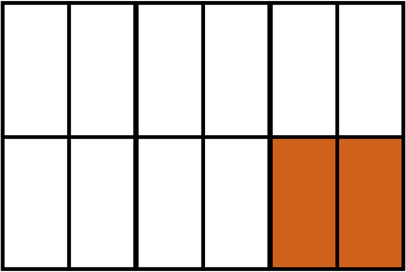 Orange-Brown Rectangle Fraction 2:12