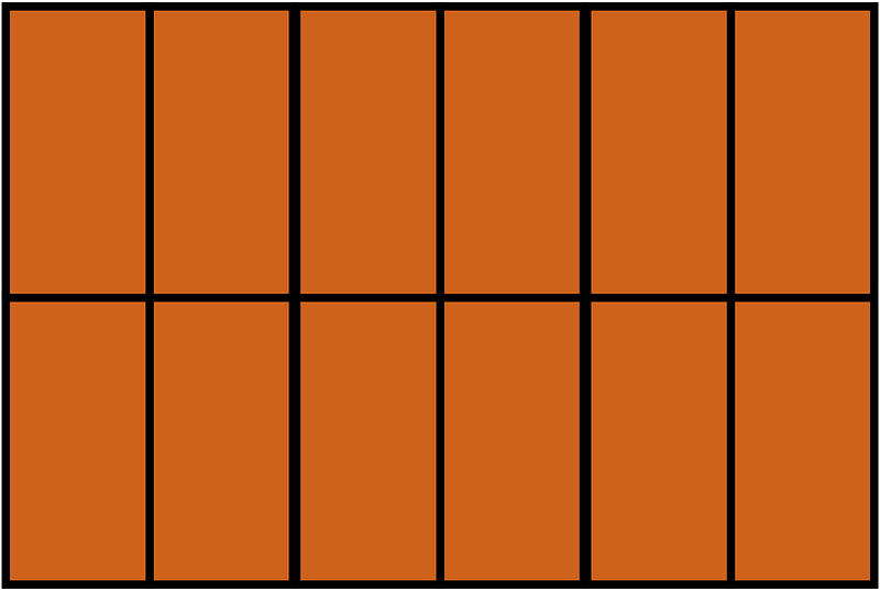 Orange-Brown Rectangle Fraction 12:12