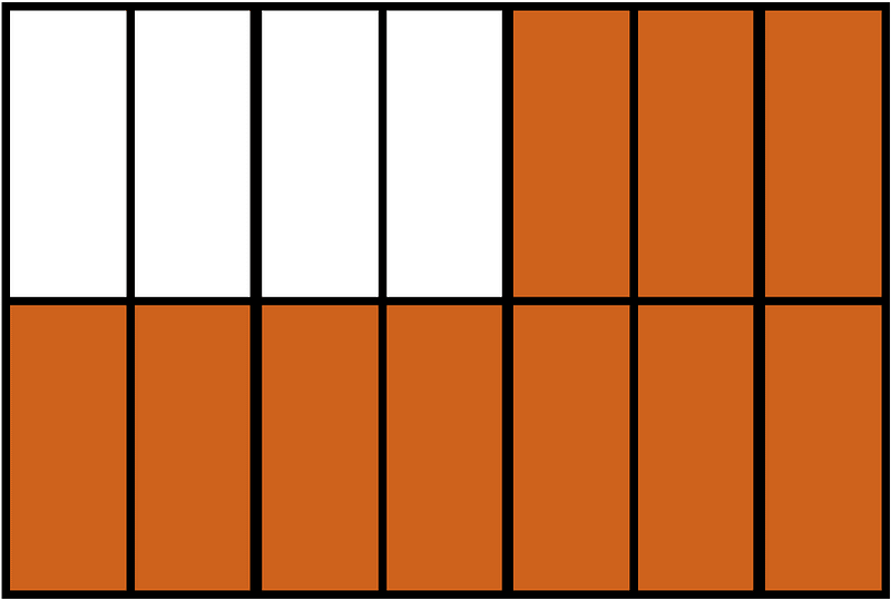 Orange-Brown Rectangle Fraction 10:14