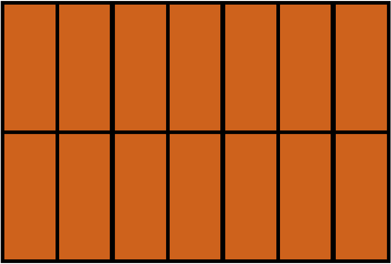 Orange-Brown Rectangle Fraction 14:14
