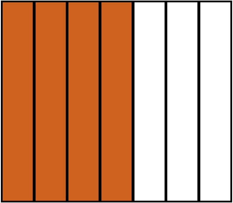 Orange-Brown Rectangle Fraction 4:7