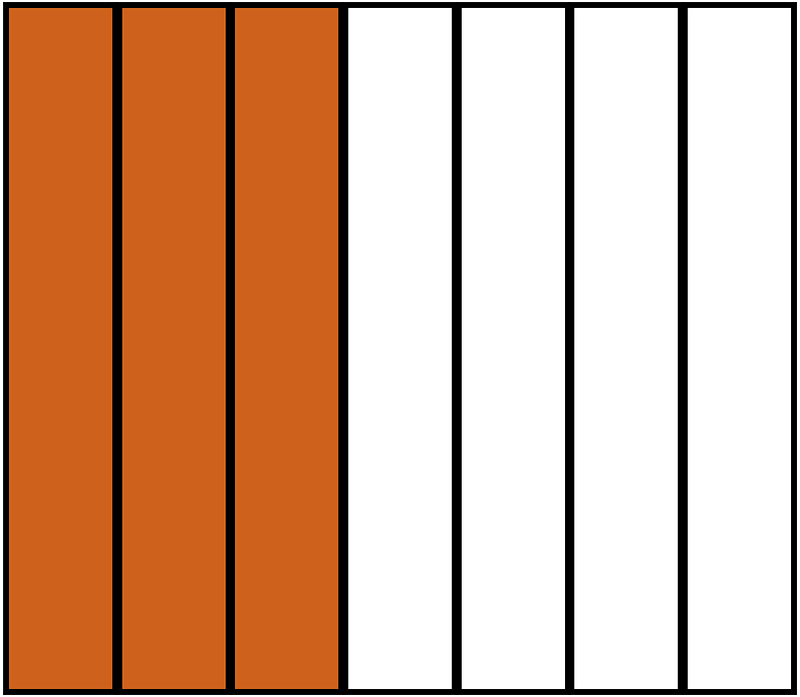 Orange-Brown Rectangle Fraction 3:7