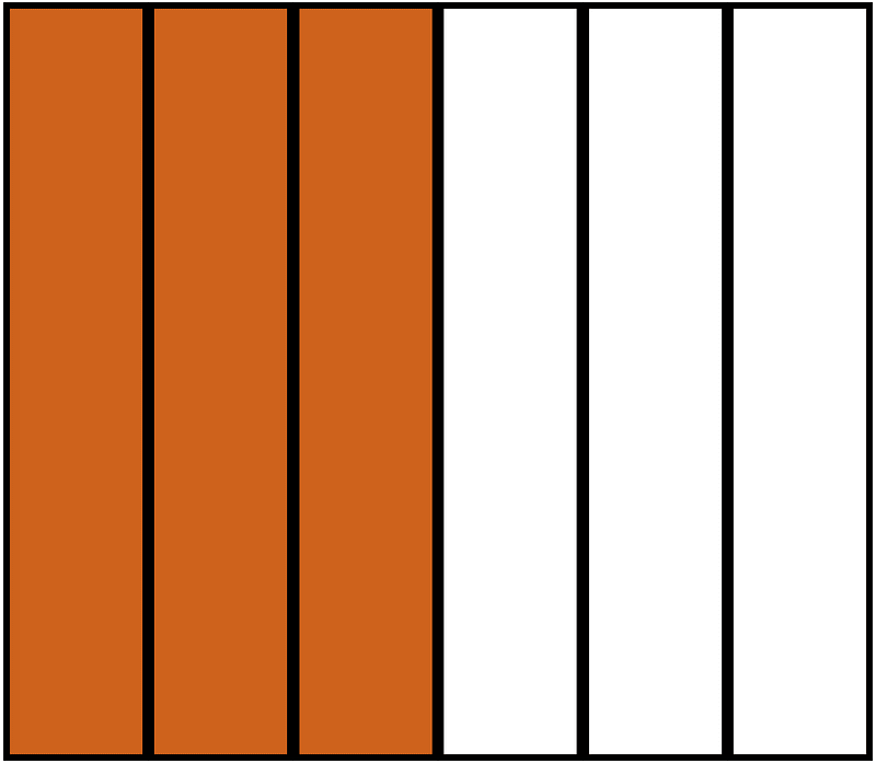 Orange-Brown Rectangle Fraction 3:6