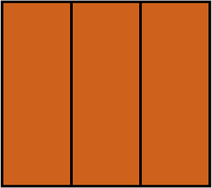 Orange-Brown Rectangle Fraction 3:3