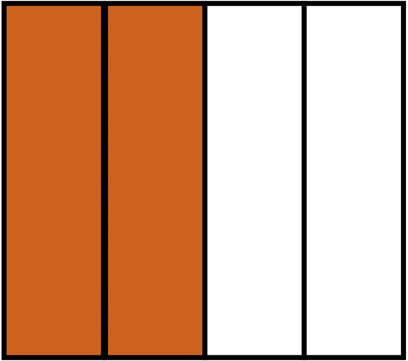 Orange-Brown Rectangle Fraction 2:4