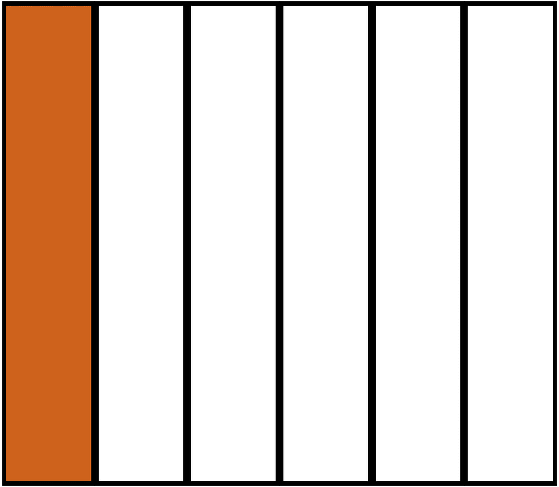 Orange-Brown Rectangle Fraction 1:6