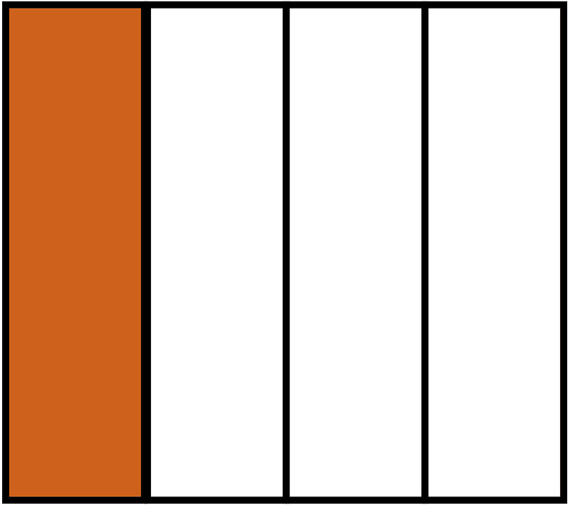 Orange-Brown Rectangle Fraction 1:4