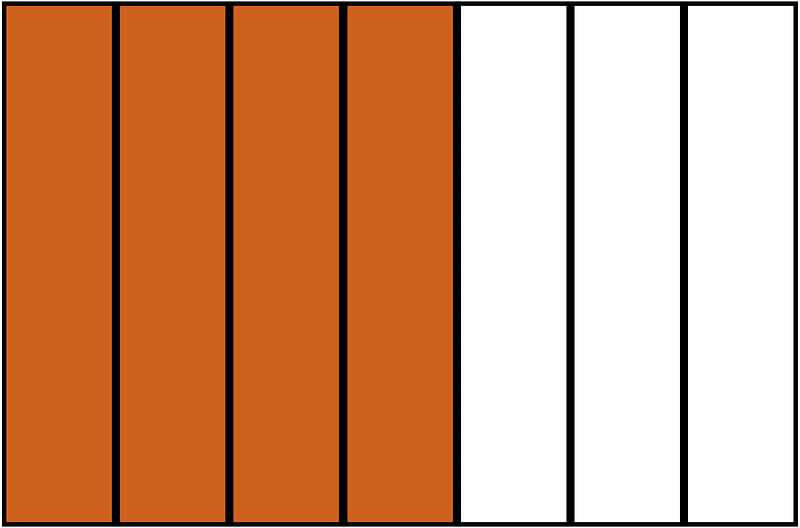 Orange-Brown Rectangle Fraction 4:7