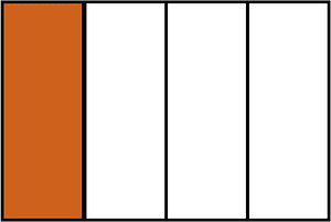 Orange-Brown Rectangle Fraction 1:4
