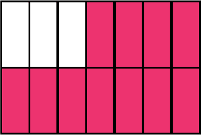 Pink Rectangle Fraction 11:14