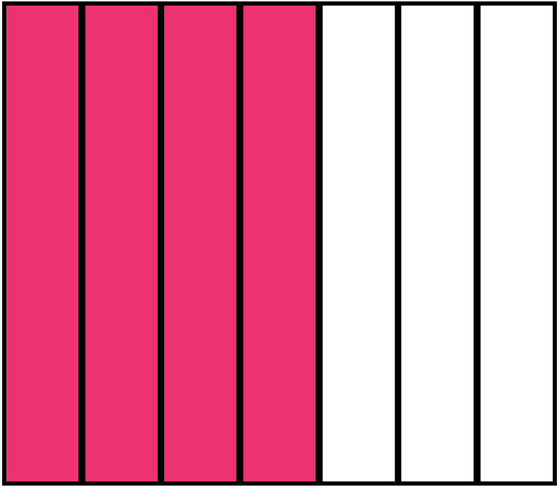 Pink Rectangle Fraction 4:7