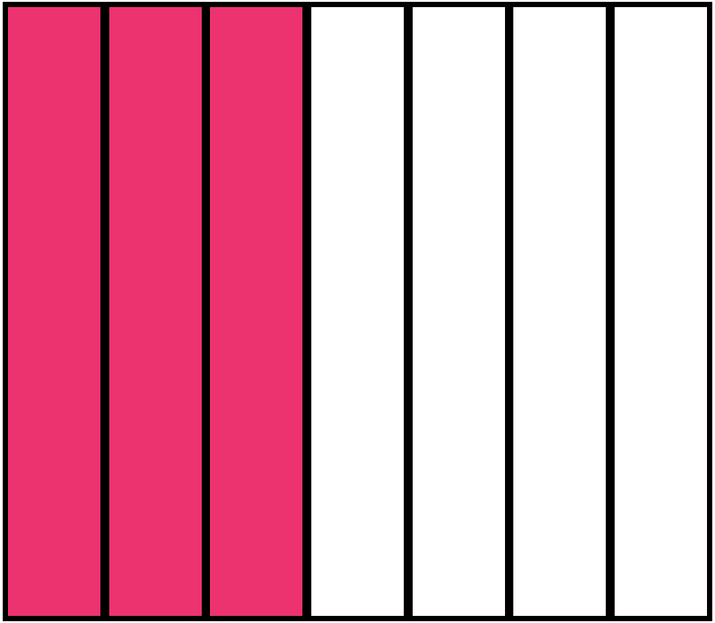 Pink Rectangle Fraction 3:7