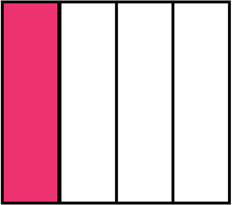 Pink Rectangle Fraction 1:4