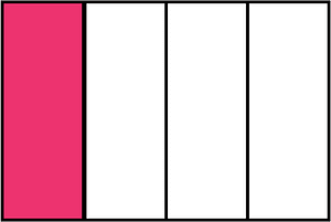 Pink Rectangle Fraction 1:4