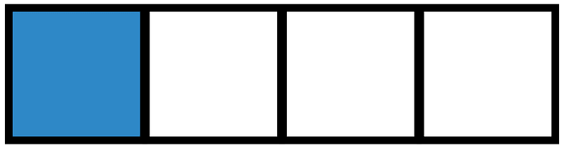 Blue Rectangle Fraction 1:4