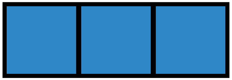 Blue Rectangle Fraction 3:3