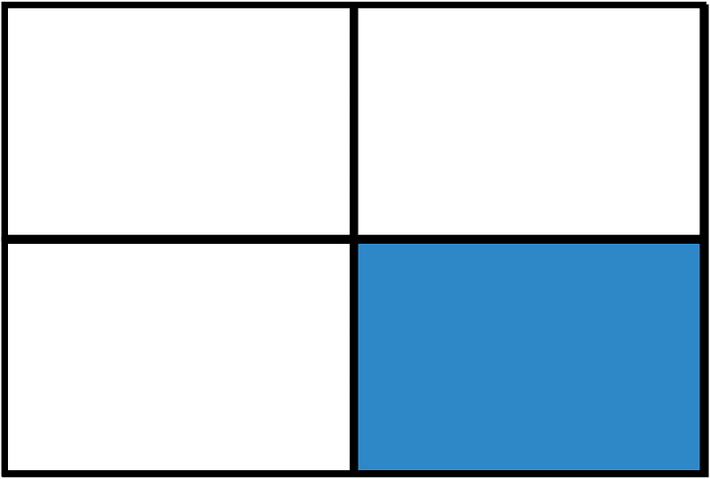 Blue Rectangle Fraction 1:4