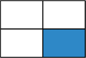 Blue Rectangle Fraction 1:4