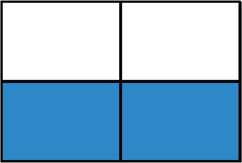 Blue Rectangle Fraction 2:4