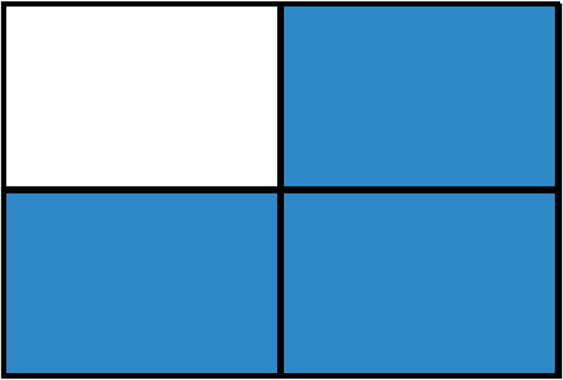 Blue Rectangle Fraction 3:4