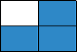 Blue Rectangle Fraction 3:4