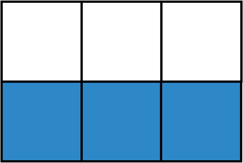 Blue Rectangle Fraction 3:6