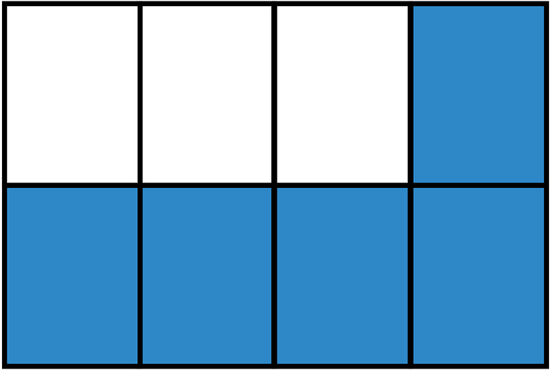 Blue Rectangle Fraction 5:8