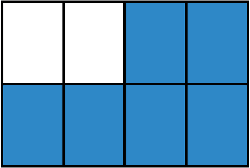 Blue Rectangle Fraction 6:8
