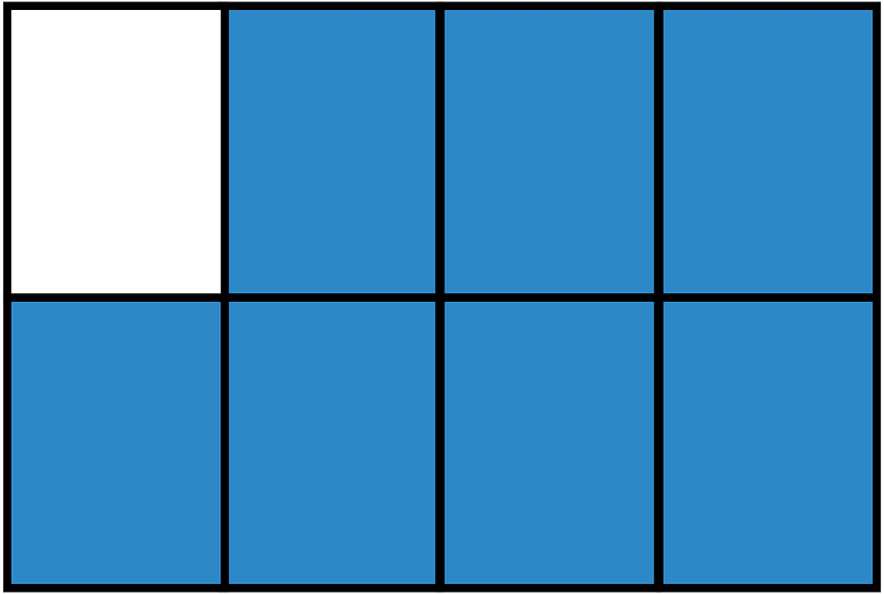 Blue Rectangle Fraction 7:8