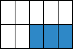 Blue Rectangle Fraction 3:10