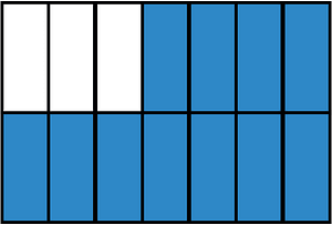 Blue Rectangle Fraction 11:14