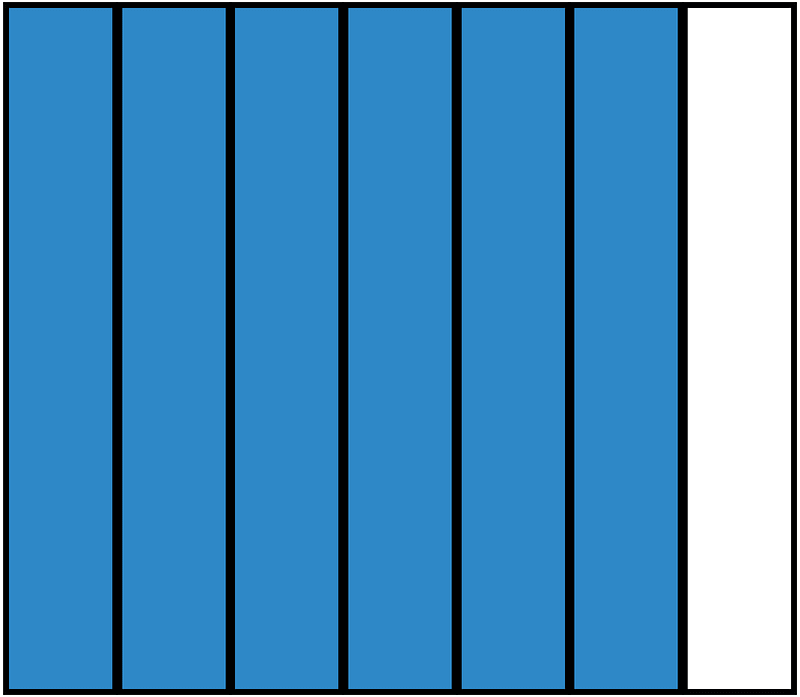 Blue Rectangle Fraction 6:7