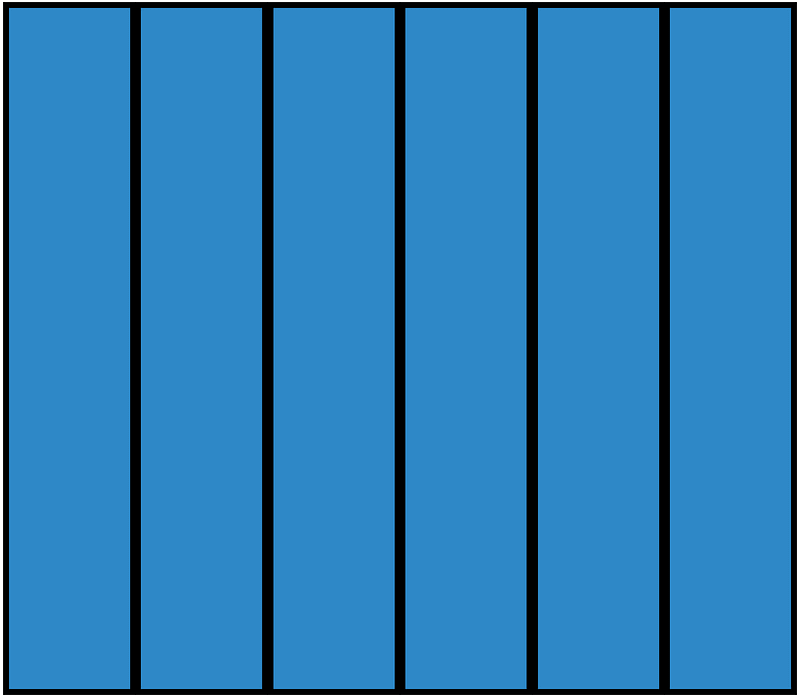 Blue Rectangle Fraction 6:6