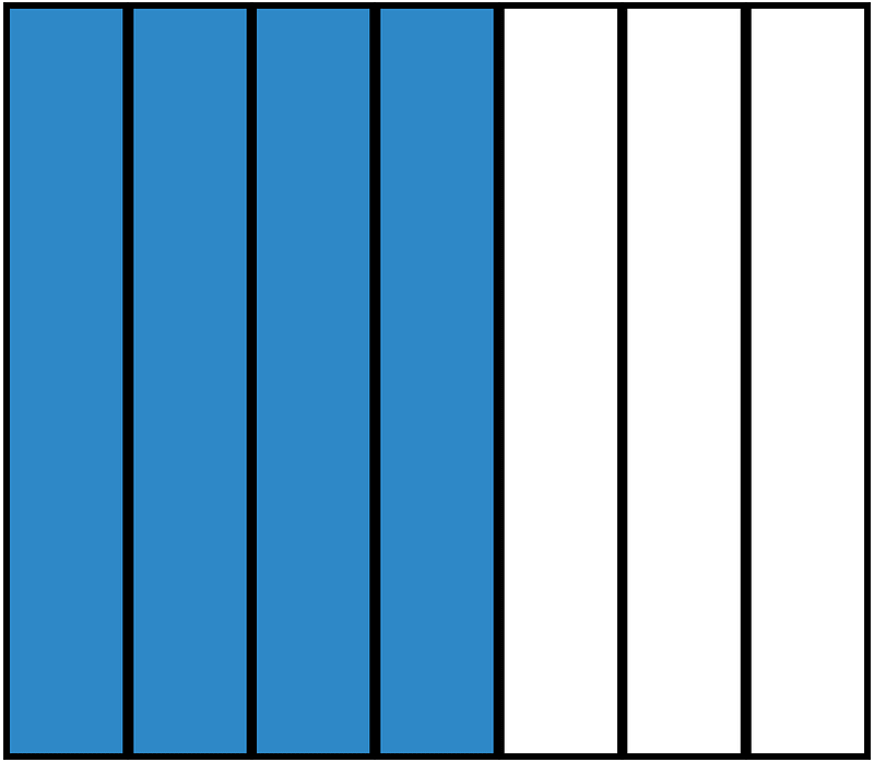 Blue Rectangle Fraction 4:7
