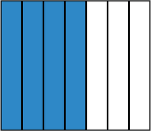 Blue Rectangle Fraction 4:7