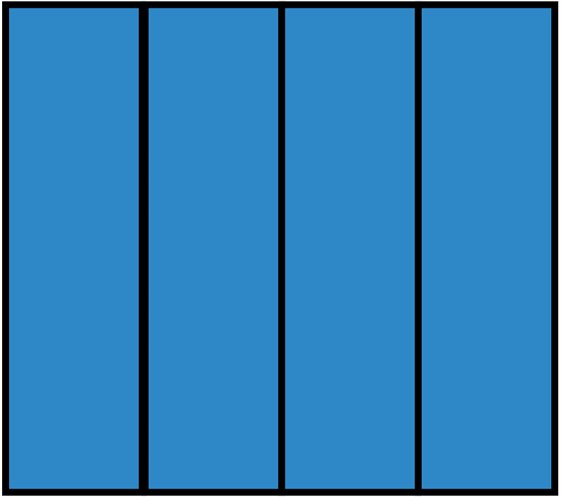 Blue Rectangle Fraction 4:4