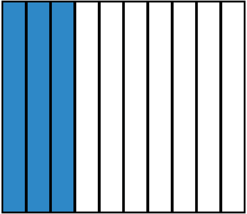 Blue Rectangle Fraction 3:10