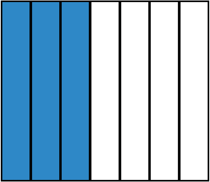 Blue Rectangle Fraction 3:7