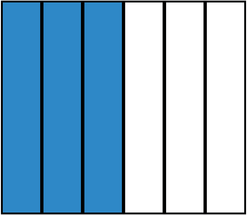 Blue Rectangle Fraction 3:6