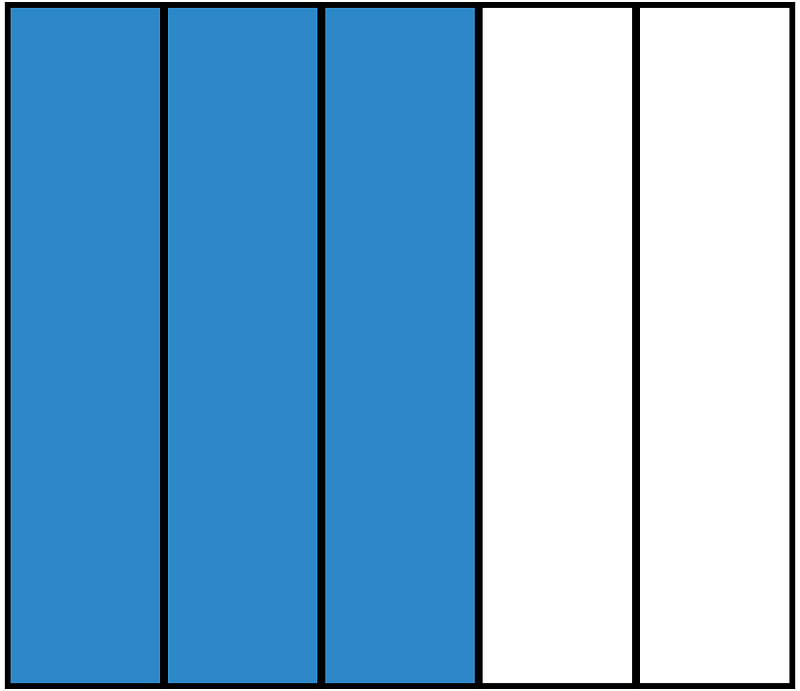 Blue Rectangle Fraction 3:5