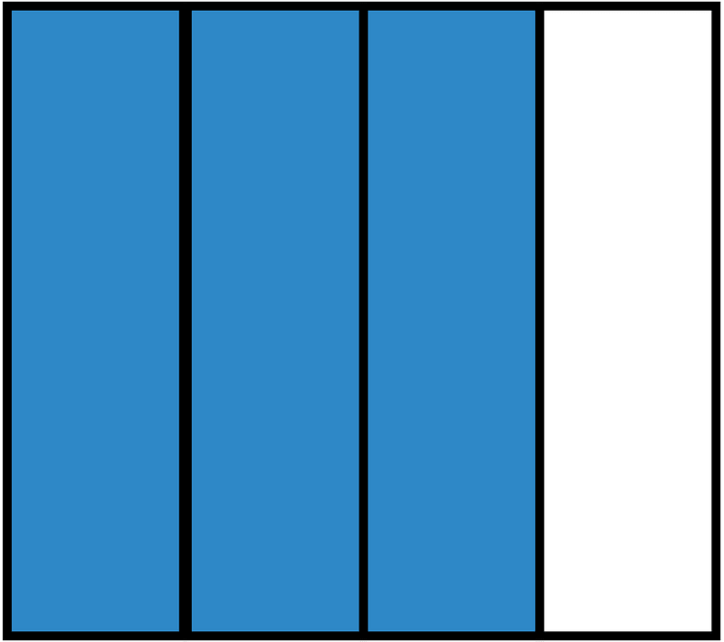 Blue Rectangle Fraction 3:4