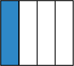 Blue Rectangle Fraction 1:4