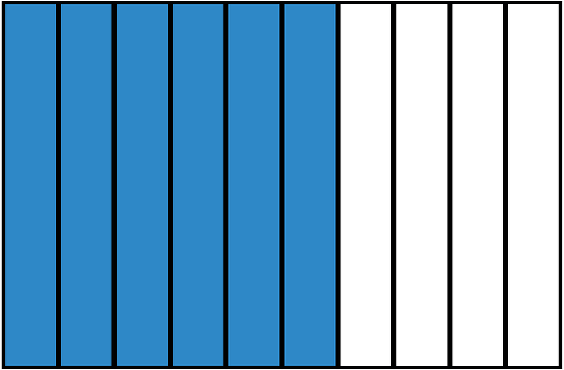 Blue Rectangle Fraction 6:10