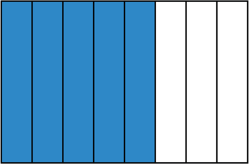 Blue Rectangle Fraction 5:8