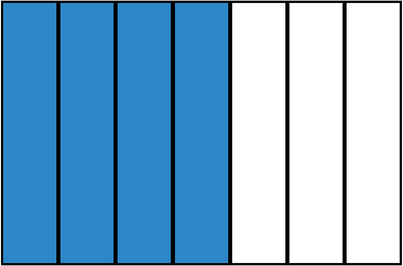 Blue Rectangle Fraction 4:7