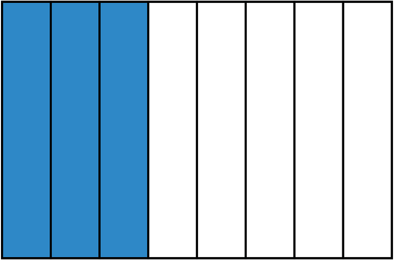 Blue Rectangle Fraction 3:8